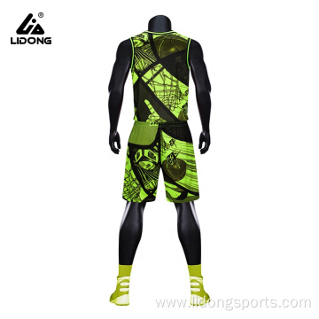 Breathable Fashion Green Basketball Jersey and Shorts Set